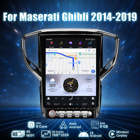 AuCar 12.1'' Tesla Android 13 Car GPS Navigation For Maserati Ghibli 2014-2019 Car Stereo Video Radio Multimedia Player Auto Head Unit
