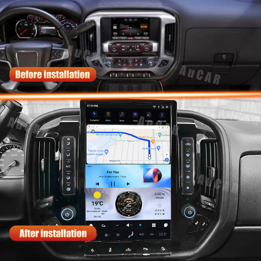 AuCar Tesla Android 13 14.5″ Car Radio GPS Navigation For GMC Sierra Chevrolet Silverado 2015-2019