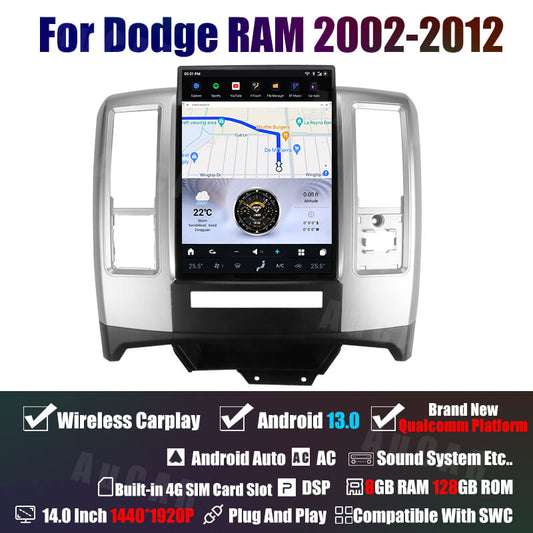 AuCar Tesla Android 13 14" Car Radio GPS Navigation For Dodge Ram 2009-2012