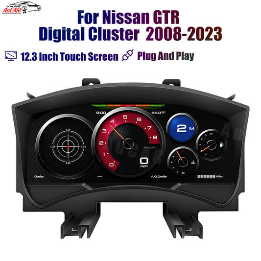 AuCAR 12.3" Linux Instrument Cluster for Nissan GTR 2008-2023 Digital Cluster Virtual Cockpit Multimedia Player Dashboard Instrument Meter Screen