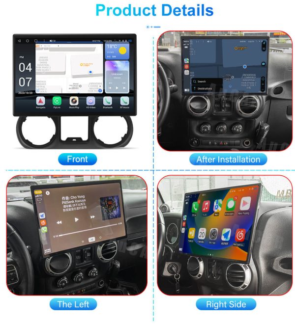 AuCar 15'' Android 13 Car Stereo Player GPS Navigation Jeep Wrangler 2011-2017