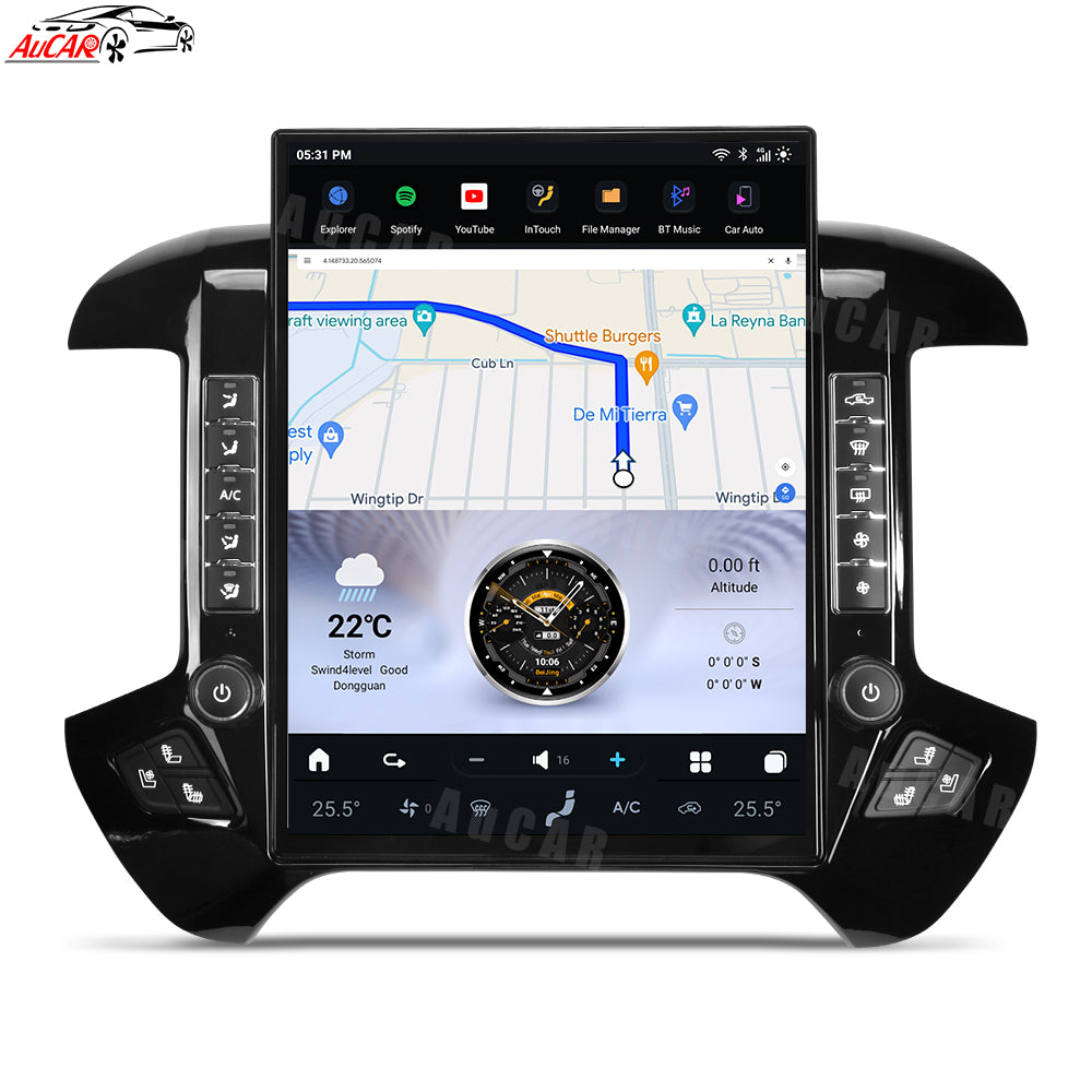 OPEN BOX AuCar Tesla Android  15.6″ Car Radio GPS Navigation For GMC Sierra Chevrolet Silverado 2014-2019