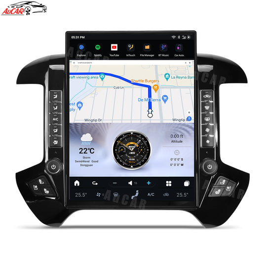 OPEN BOX AuCar Tesla Android  15.6″ Car Radio GPS Navigation For GMC Sierra Chevrolet Silverado 2014-2019