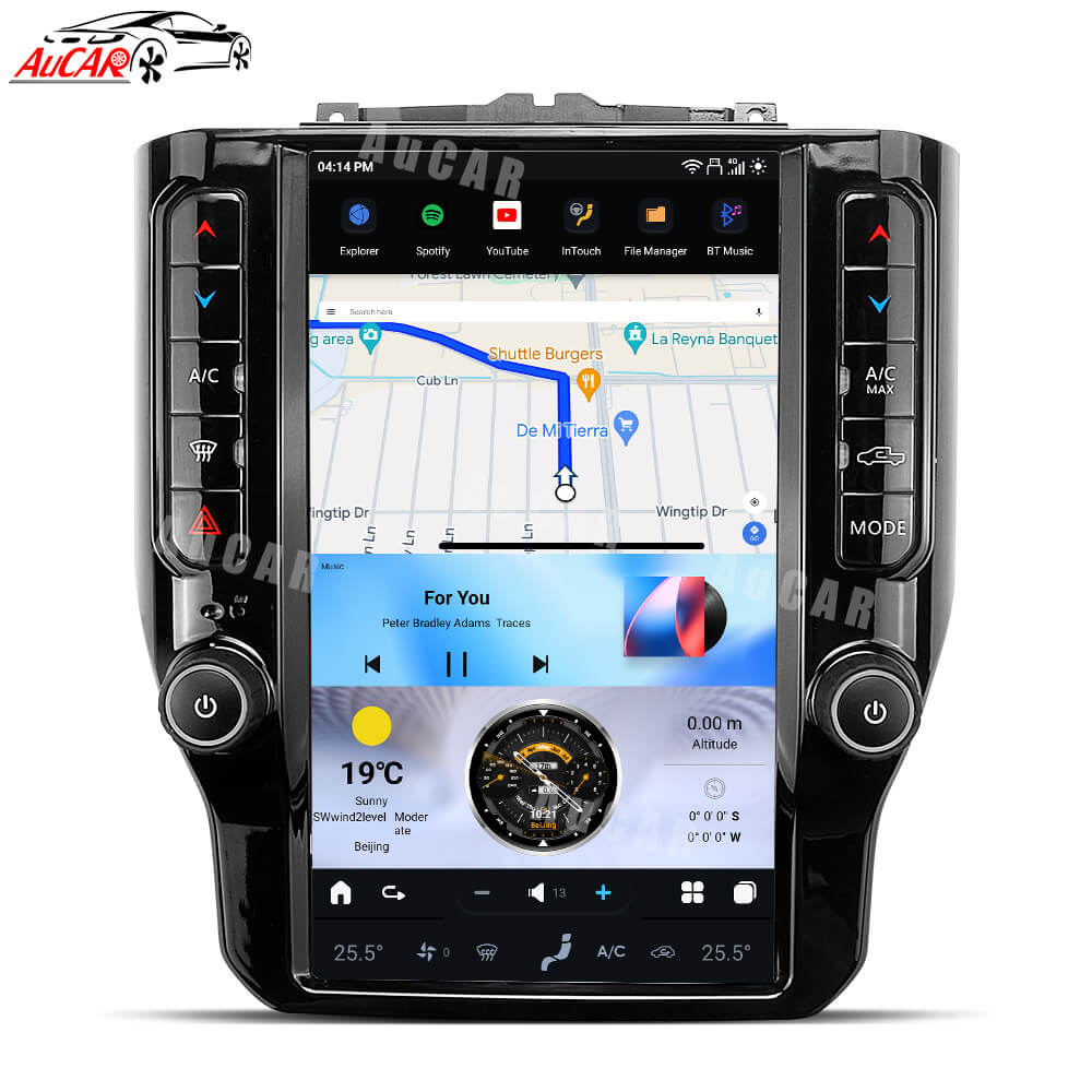 AuCar Tesla Android 13 12.1" Car Radio GPS Navigation For Dodge RAM 1500/2500/3500/4500 2019-2022