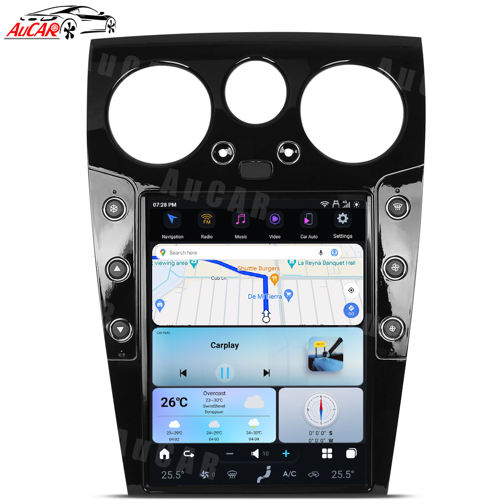 AuCar Tesla Android 13 12.1" Car Radio GPS Navigation For Bentley Continental GT GTC Bentley Flying Spur 2003-2019