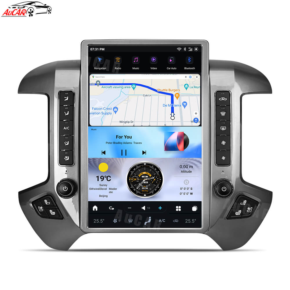 AuCar Tesla Android 13 14.5″ Car Radio GPS Navigation For GMC Sierra Chevrolet Silverado 2015-2019