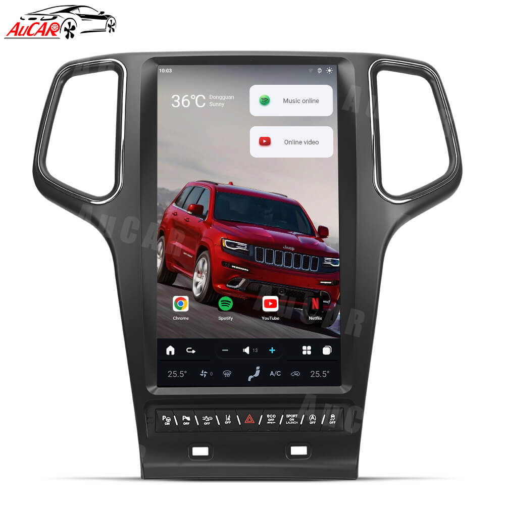 AuCar Tesla Android 13 13.6" Car Radio GPS Navigation For Jeep Grand Cherokee 2014-2020