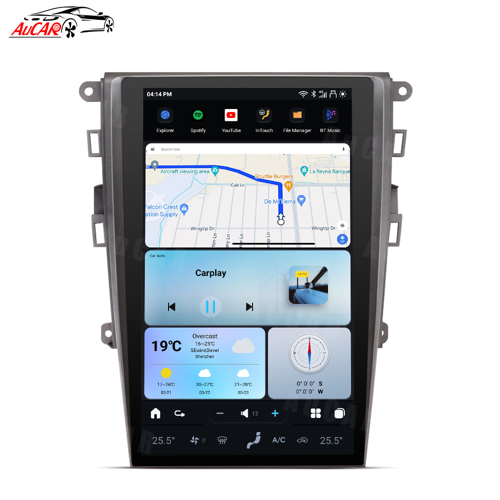 AuCar Tesla Android 13 13.6" Car Radio GPS Navigation For Ford Mondeo Fusion MK5 2014-2020
