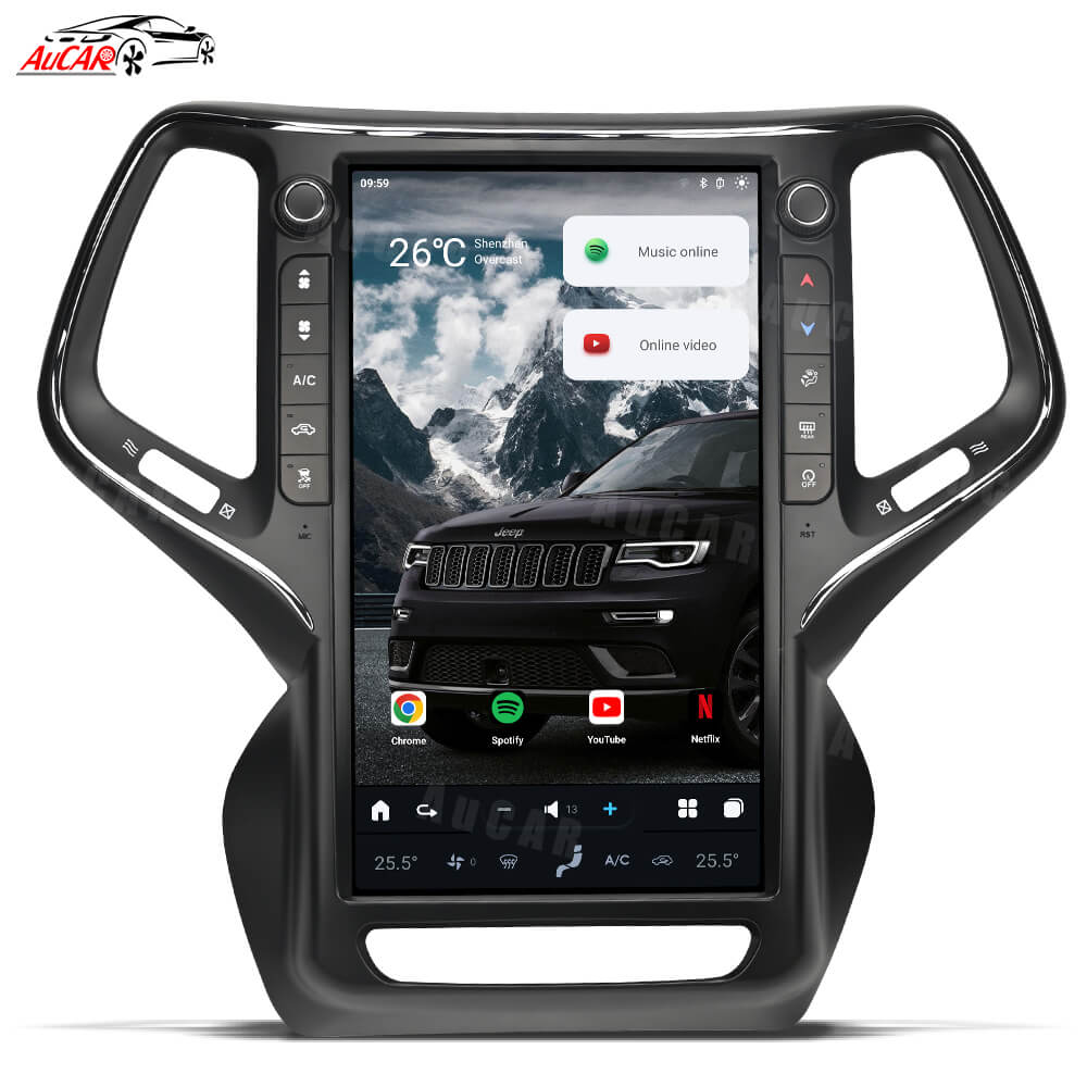 AuCar Tesla Android 13 13.6" Car Radio GPS Navigation For Jeep Cherokee 2014-2020
