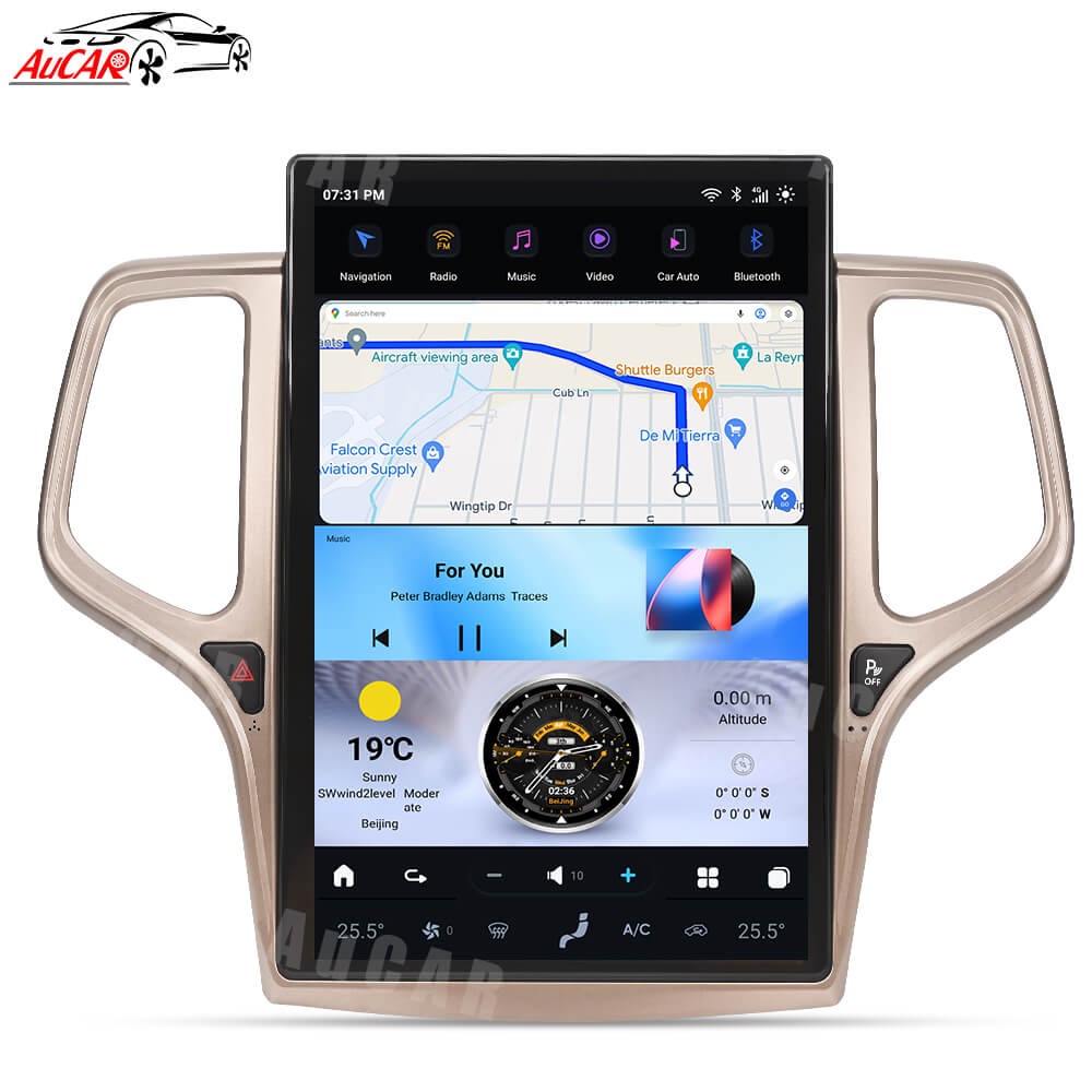 AuCar Tesla Android 13 14.5" Car Radio GPS Navigation For Jeep Grand Cherokee 2014-2020