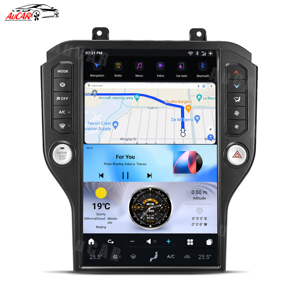AuCar Tesla Android 13 14.5" Car Radio GPS Navigation For Ford Mustang 2015-2020