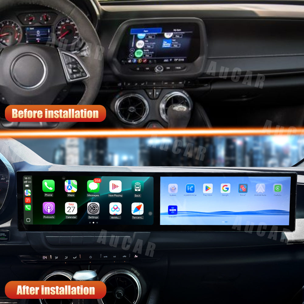 AuCAR Android 12.3" Car radio For Chevrolet Camaro 2016-2023 Dual Screen Digital instrument panel With android screen