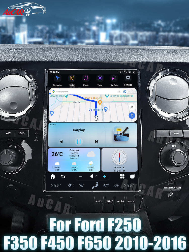 AuCar Tesla Android 13 12.1" Car Radio GPS Navigation For Ford F250 F350 F450 F650 2010-2016