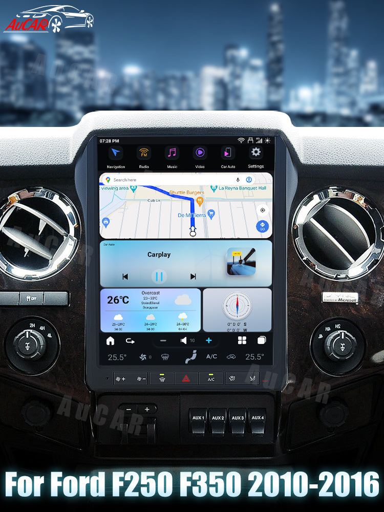 AuCar Tesla Android 13 12.1" Car Radio GPS Navigation For Ford F250 F350 2010-2016