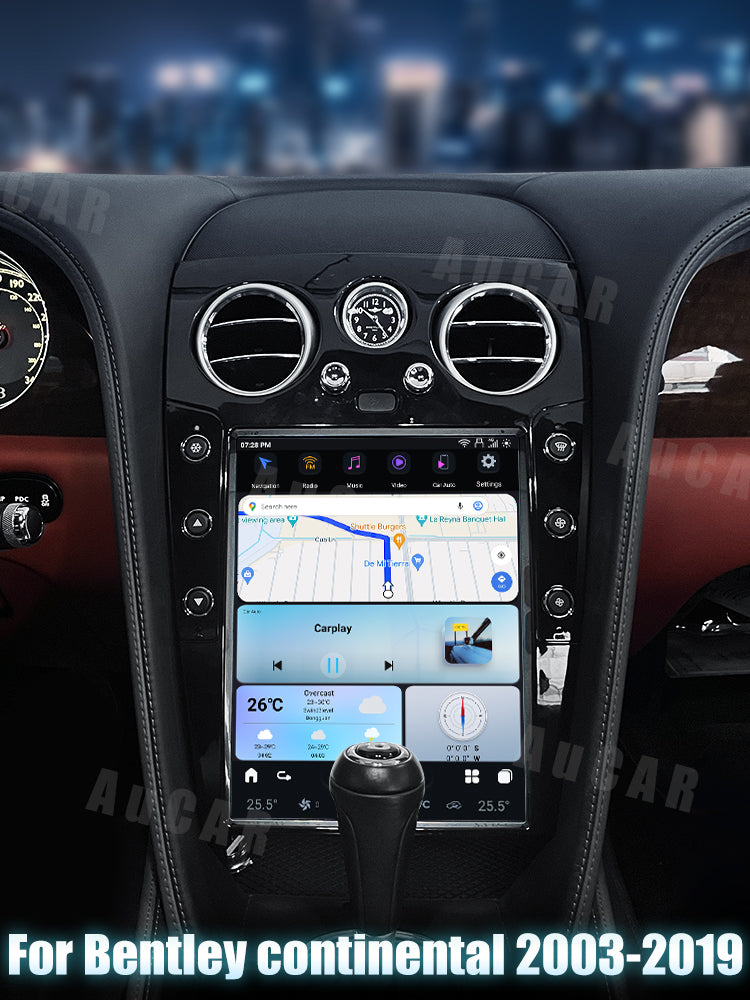 AuCar Tesla Android 13 12.1" Car Radio GPS Navigation For Bentley Continental GT GTC Bentley Flying Spur 2003-2019