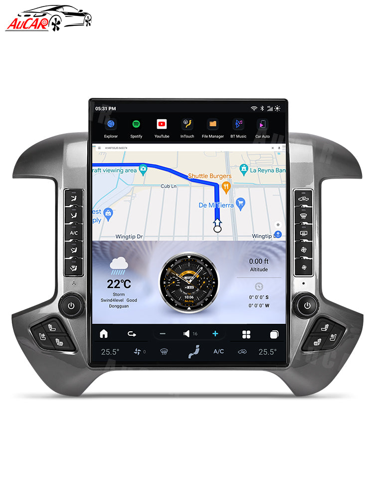 AuCar Tesla Android 13 15.6″ Car Radio GPS Navigation For GMC Sierra Chevrolet Silverado 2015-2019