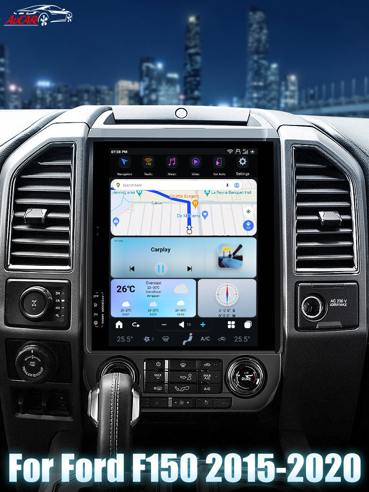 AuCar Tesla Android 13 12.1" Car Radio GPS Navigation For Ford F150 2015-2020