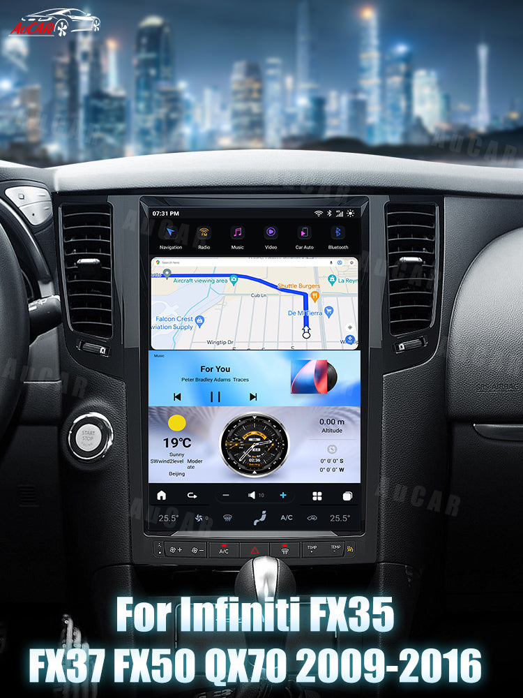 AuCar Tesla Android 13 13.6" Car Radio GPS Navigation For Infiniti FX35 FX37 FX50 QX70 2009-2016