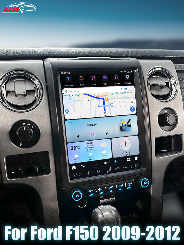 AuCar Tesla Android 13 12.1" Car Radio GPS Navigation For Ford F150 2009-2012