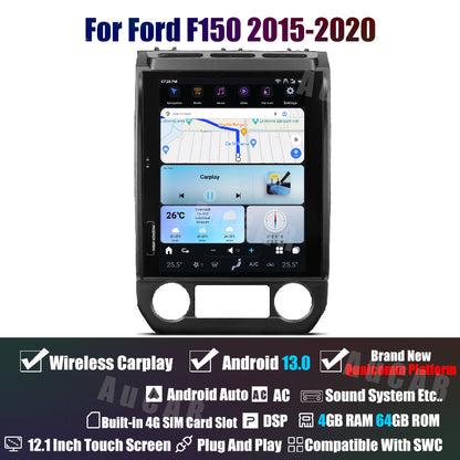 AuCar Tesla Android 13 12.1" Car Radio GPS Navigation For Ford F150 2015-2020