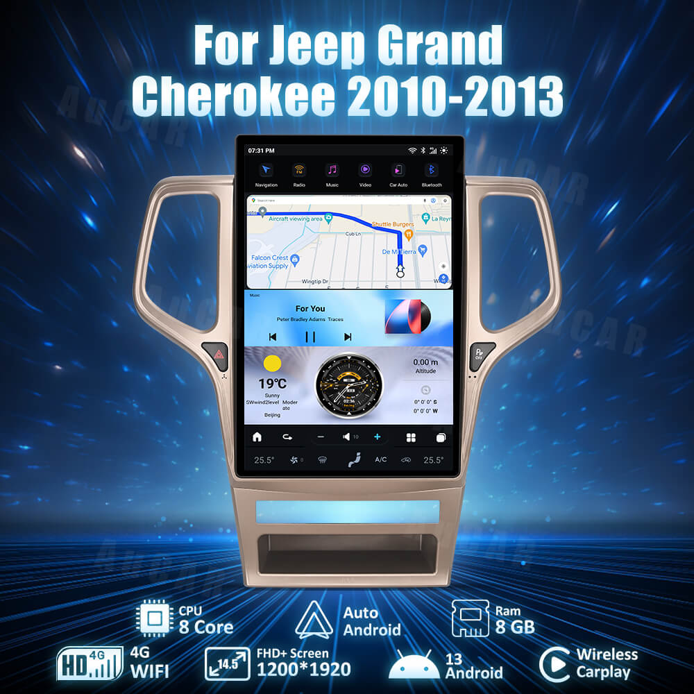 AuCar Tesla Android 13 14.5" Car Radio GPS Navigation For Jeep Grand Cherokee 2010-2013