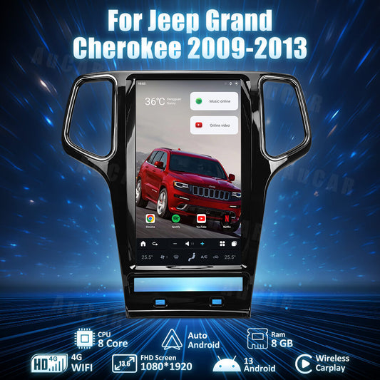 AuCar Tesla Android 13 13.6" Car Radio GPS Navigation For Jeep Grand Cherokee 2009-2013