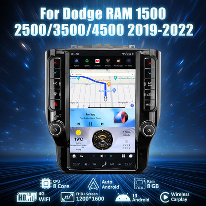 AuCar Tesla Android 13 12.1" Car Radio GPS Navigation For Dodge RAM 1500/2500/3500/4500 2019-2022