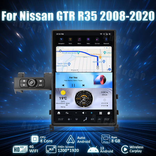 AuCar Tesla Android 11 14.5" Car Radio GPS Navigation For Nissan GTR R35 2008-2020
