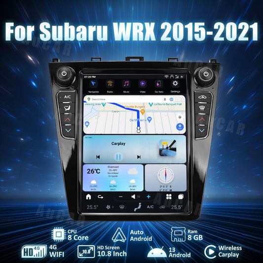 AuCar Tesla Android 13 10.8" Car Radio GPS Navigation For Subaru WRX 2015-2021