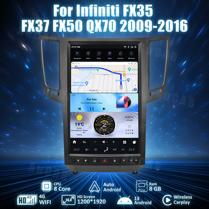 AuCar Tesla Android 13 13.6" Car Radio GPS Navigation For Infiniti FX35 FX37 FX50 QX70 2009-2016