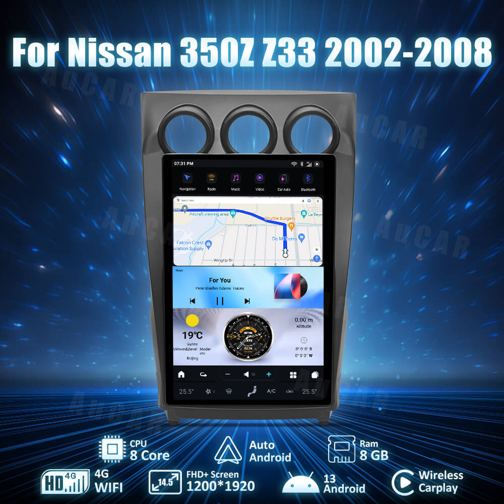 AuCar Tesla Android 13 14.5" Car Radio GPS Navigation For Nissan 350Z Z33 2002-2008