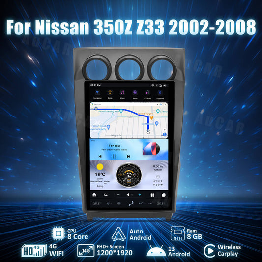 AuCar Tesla Android 13 14.5" Car Radio GPS Navigation For Nissan 350Z Z33 2002-2008