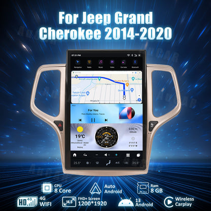 AuCar Tesla Android 13 14.5" Car Radio GPS Navigation For Jeep Grand Cherokee 2014-2020