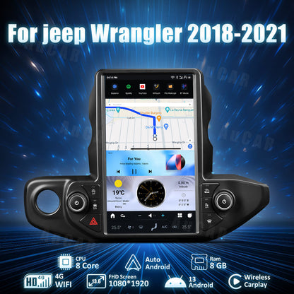 AuCar Tesla Android 13 13.6 inch Car Radio GPS Navigation Android Head Unit for Jeep Wrangler/Gladiator 2018-2021