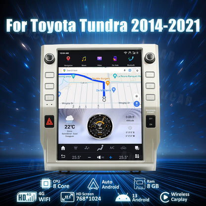 AuCar Tesla Android 13 12.1" Car Radio GPS Navigation For Toyota Tundra/sequoia 2014-2021