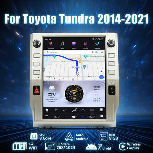 AuCar Tesla Android 13 12.1" Car Radio GPS Navigation For Toyota Tundra/sequoia 2014-2021