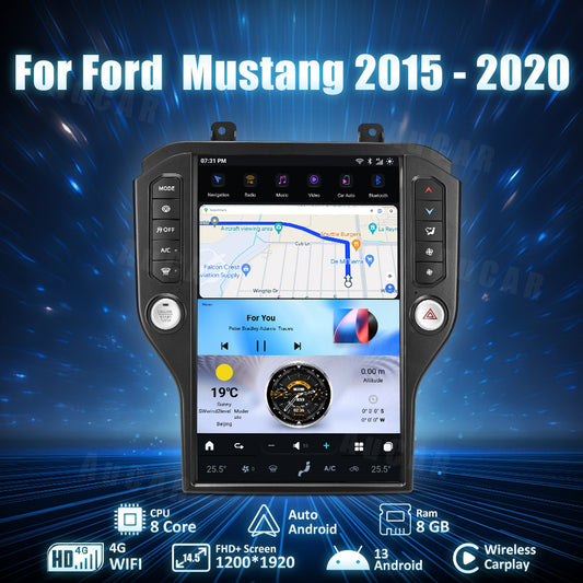 AuCar Tesla Android 13 14.5" Car Radio GPS Navigation For Ford Mustang 2015-2020