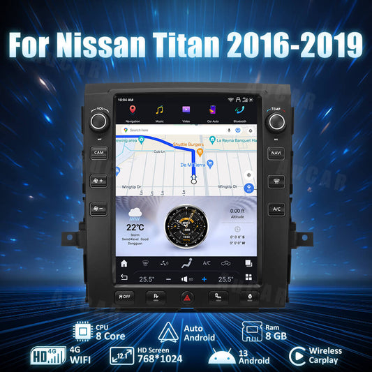 AuCar Tesla Android 13 12.1" Car Radio GPS Navigation For Nissan Titan 2016-2019