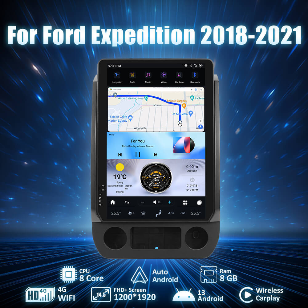 AuCar Tesla Android 13 14.5″ Car Radio GPS Navigation For Ford Expedition 2018-2021