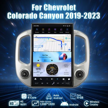 AuCar Tesla Android 14.4″ Car Radio GPS Navigation For Chevrolet Colorado Canyon 2019-2023