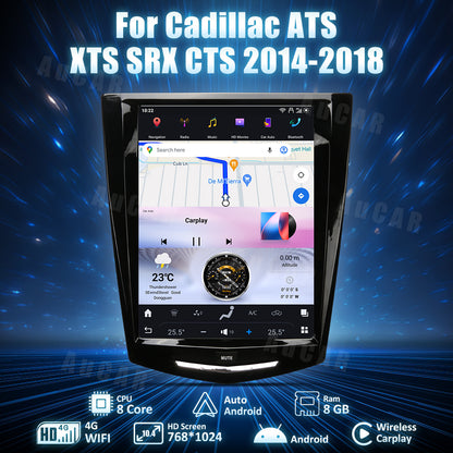 AuCar Tesla Android 13 10.4" Car Radio GPS Navigation For Cadillac Escalade ATS XTS SRX CTS 2014-2018