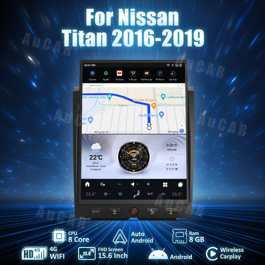 AuCar Tesla Android 15.6" Car Radio GPS Navigation For Nissan Titan 2016-2019