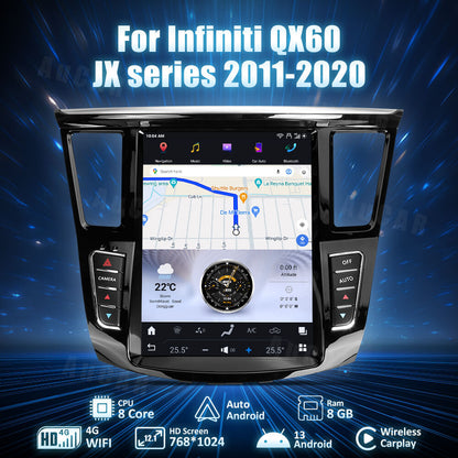 AuCar Tesla Android 13 12.1" Car Radio GPS Navigation For Infiniti QX60 JX Series 2011-2020