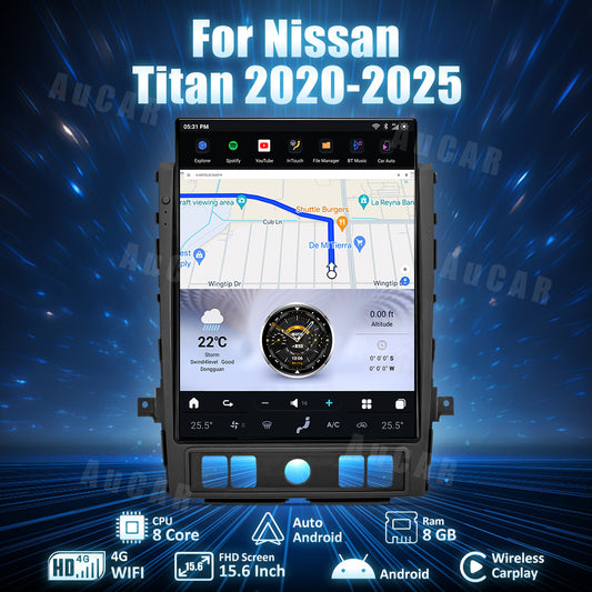 AuCar Tesla Android 13 15.6" Car Radio GPS Navigation For Nissan Titan 2020-2025