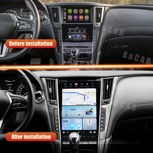 AUCARAUTO Tesla Android 13 13.6" Car Radio GPS Navigation for Infiniti Mark7 MK7 Q50 Q50S Q60 Q60S 2014-2019