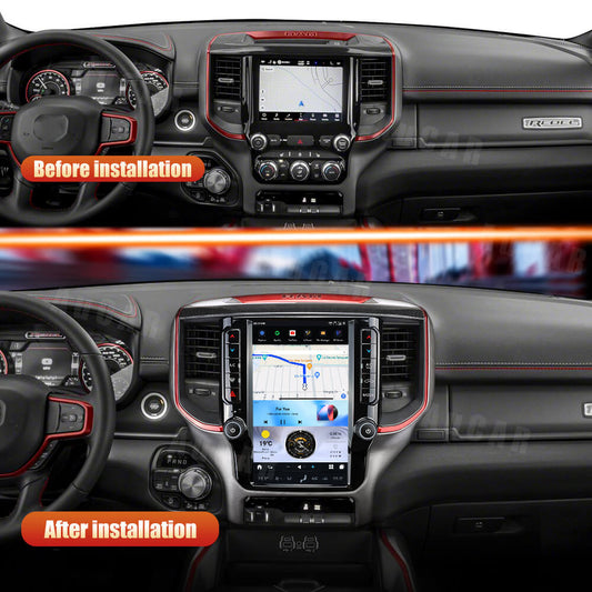 AuCar Tesla Android 13 12.1" Car Radio GPS Navigation For Dodge RAM 1500/2500/3500/4500 2019-2022