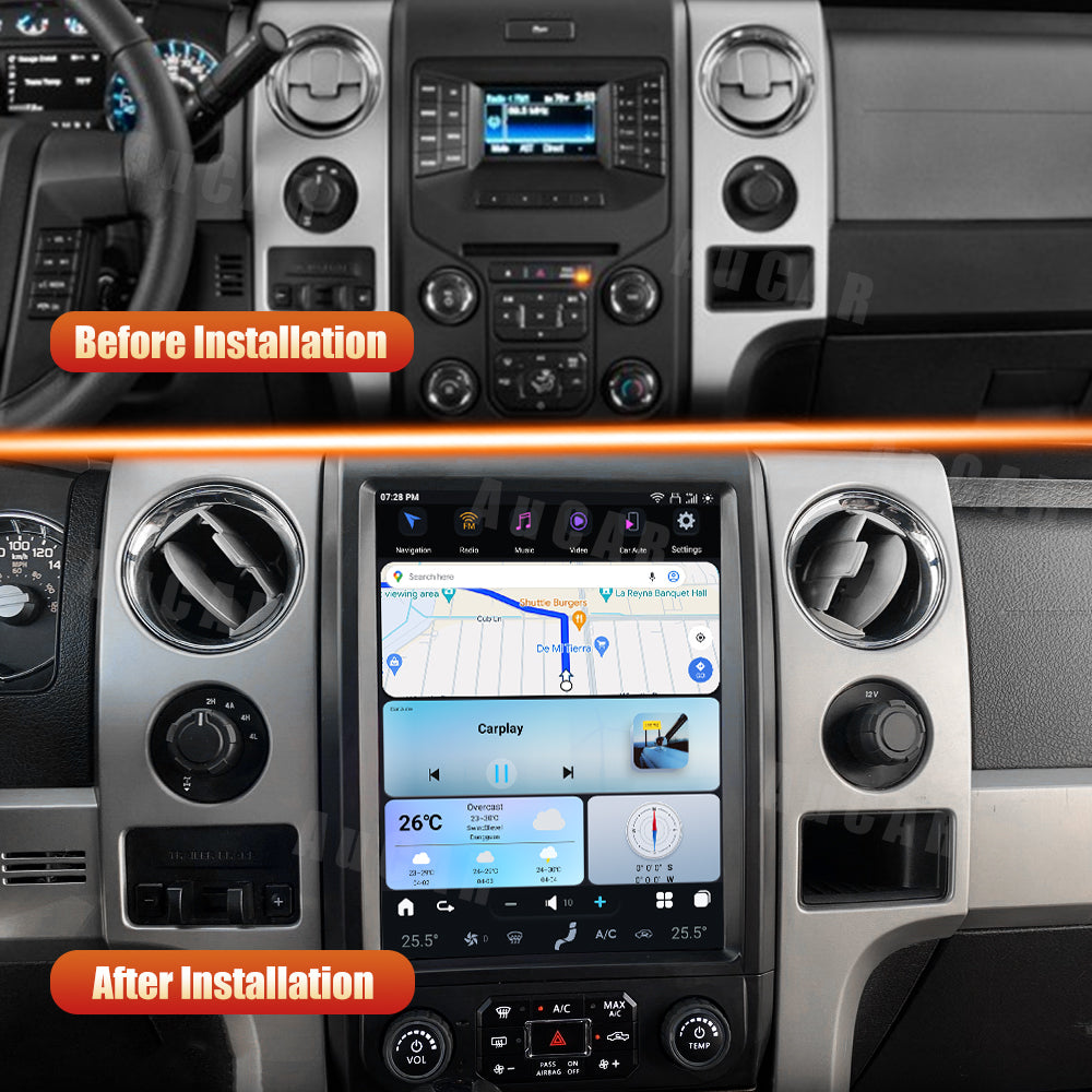 AuCar Tesla Android 13 12.1" Car Radio GPS Navigation For Ford F150 2013-2014