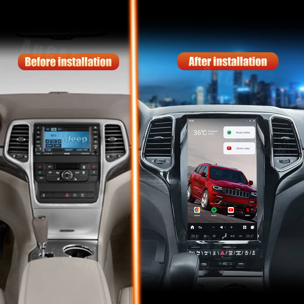 AuCar Tesla Android 13 13.6" Car Radio GPS Navigation For Jeep Grand Cherokee 2014-2020