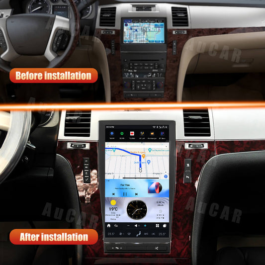 AuCar Tesla Android 13 13.6" Car Radio GPS Navigation For Cadillac Escalade 2007-2014