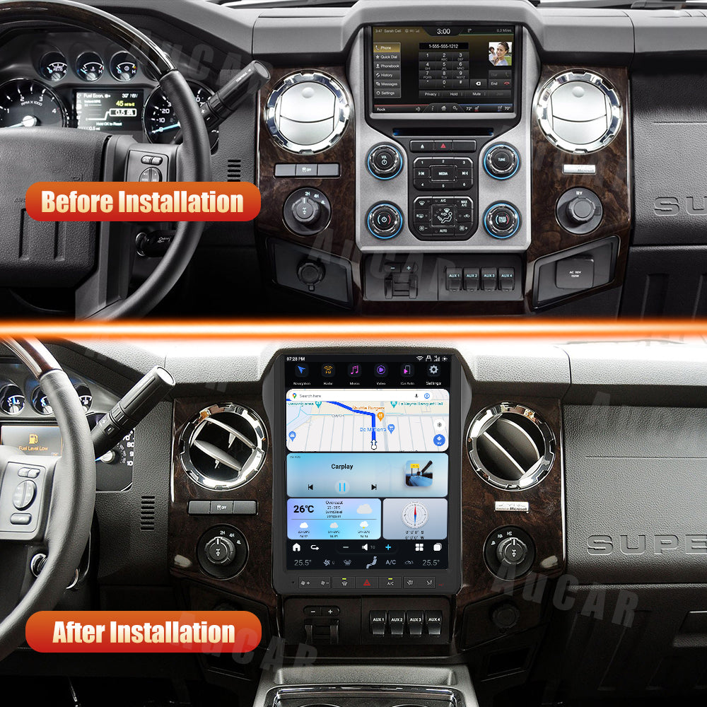 AuCar Tesla Android 13 12.1" Car Radio GPS Navigation For Ford F250 F350 2010-2016